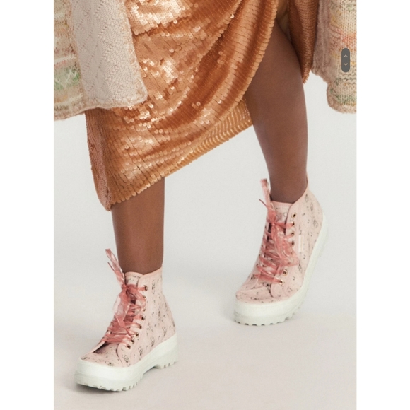 LoveShackFancy Shoes - NEW LOVESHACKFANCY X SUPERGA Hightop Lug Sole Floral Print Sneakers 6 1/2